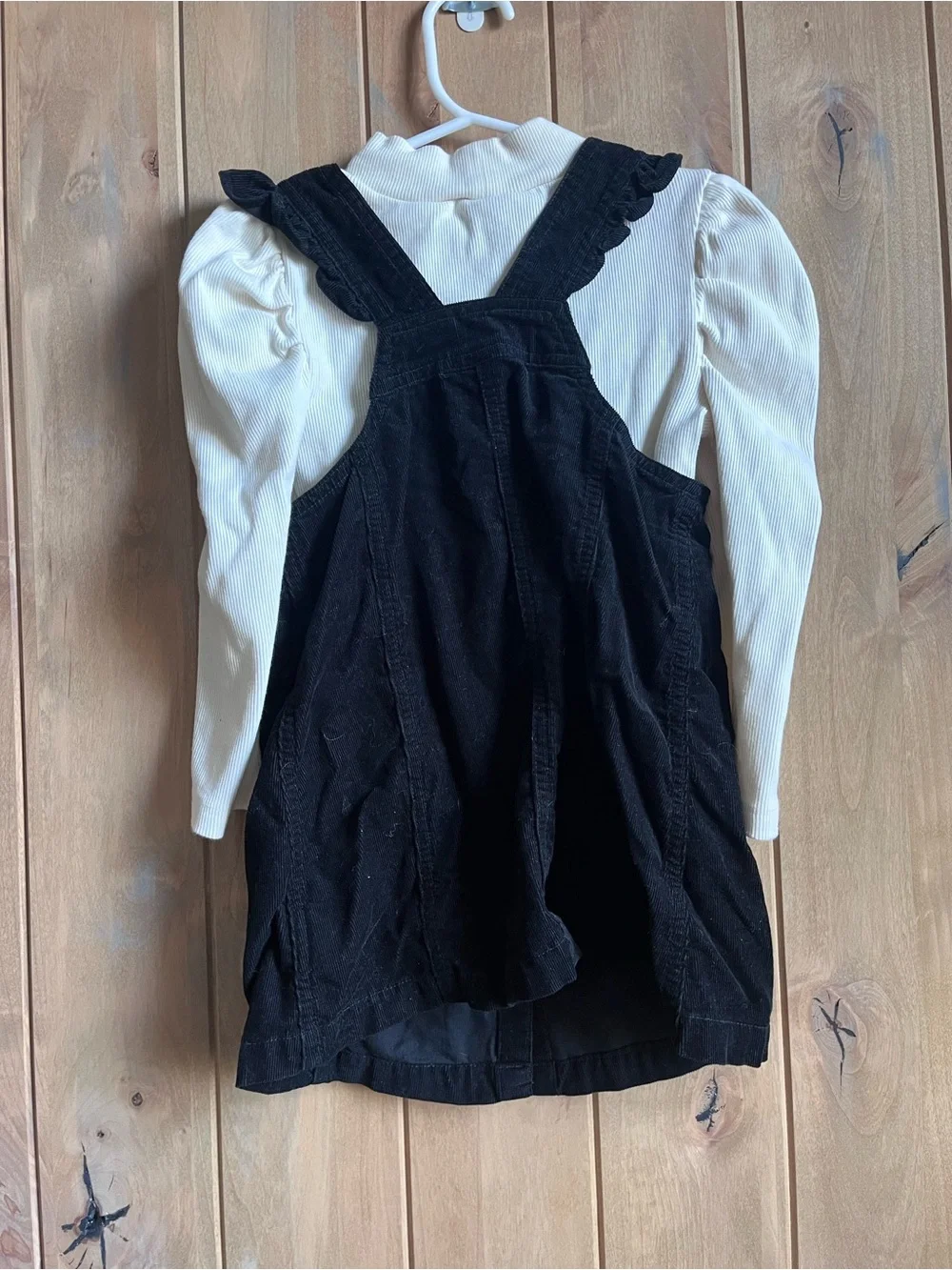 Baby GAP Black Corduroy button dress with cream puff shoulder top - 3T